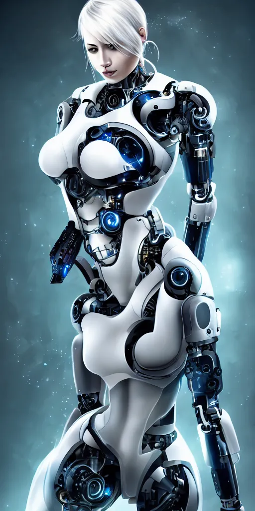 Image similar to beutiful white girl cyborg, fullbody, full shot, alfred kelsner, artstaition, epic composition