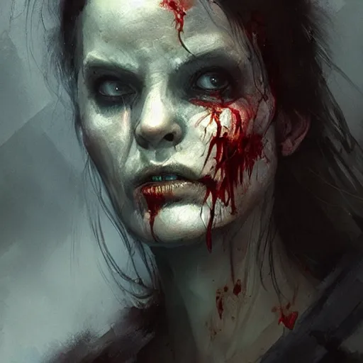 Image similar to A portrait of a zombie, art by greg rutkowski, matte painting, trending on artstation