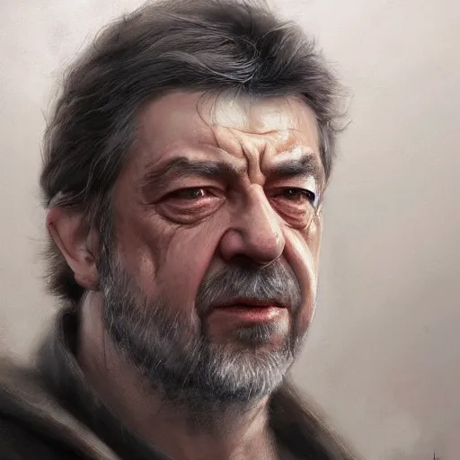 Image similar to jean - luc melenchon as a realistic fantasy d & d character, closeup portrait art by donato giancola and greg rutkowski, realistic face, digital art, trending on artstation