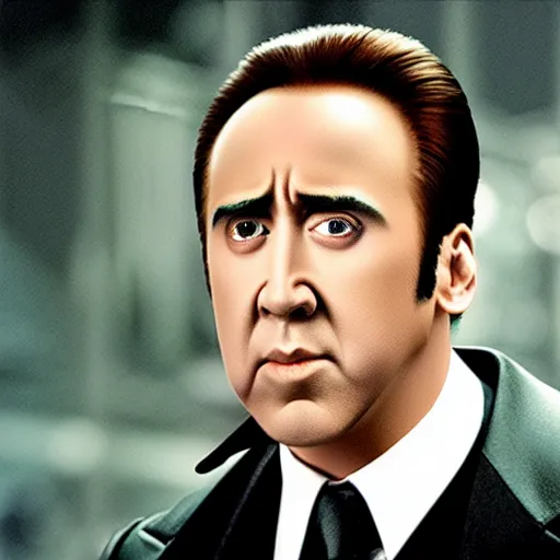 Image similar to Film still of Nicolas Cage as Batman, 4k