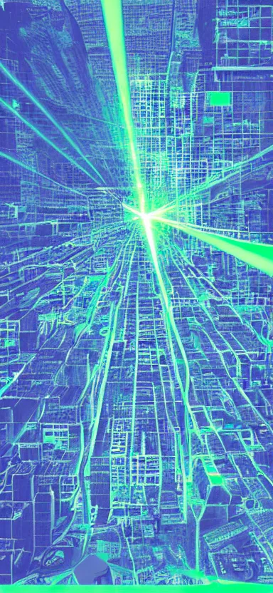 Image similar to “ city of lasers, digital art ”