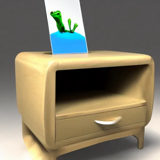 Image similar to bedside table in the style of frog, concept art