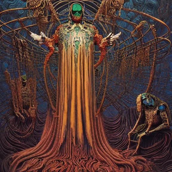 Image similar to Beksiński symmetric frame of dr doom from Prometheus movie, cyborg dr doom in ornate armour, byguo pei and alexander mcqueen metal couture editorial, eldritch epic monumental wallpaper by beksinski by Yuko Shimizu