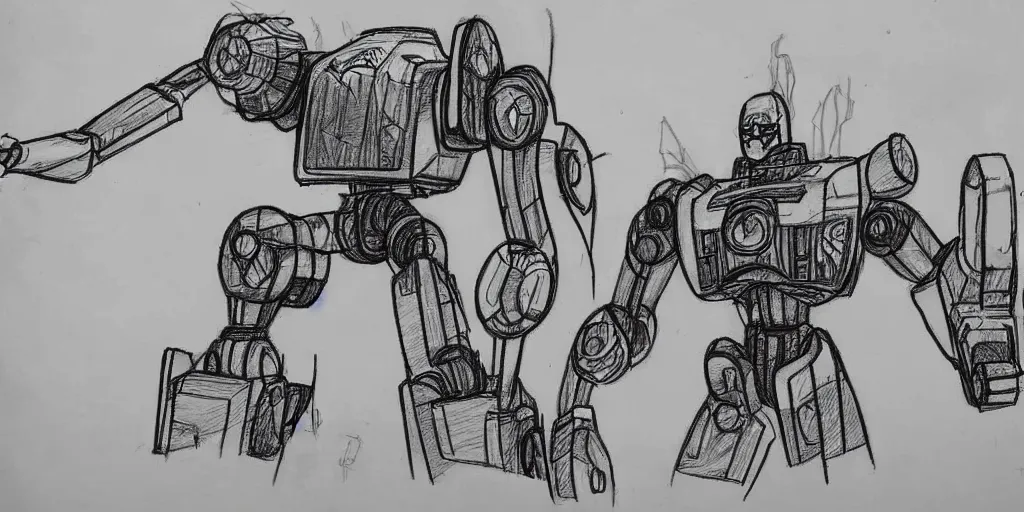 basic sketch drawing robot war lord sci - fi