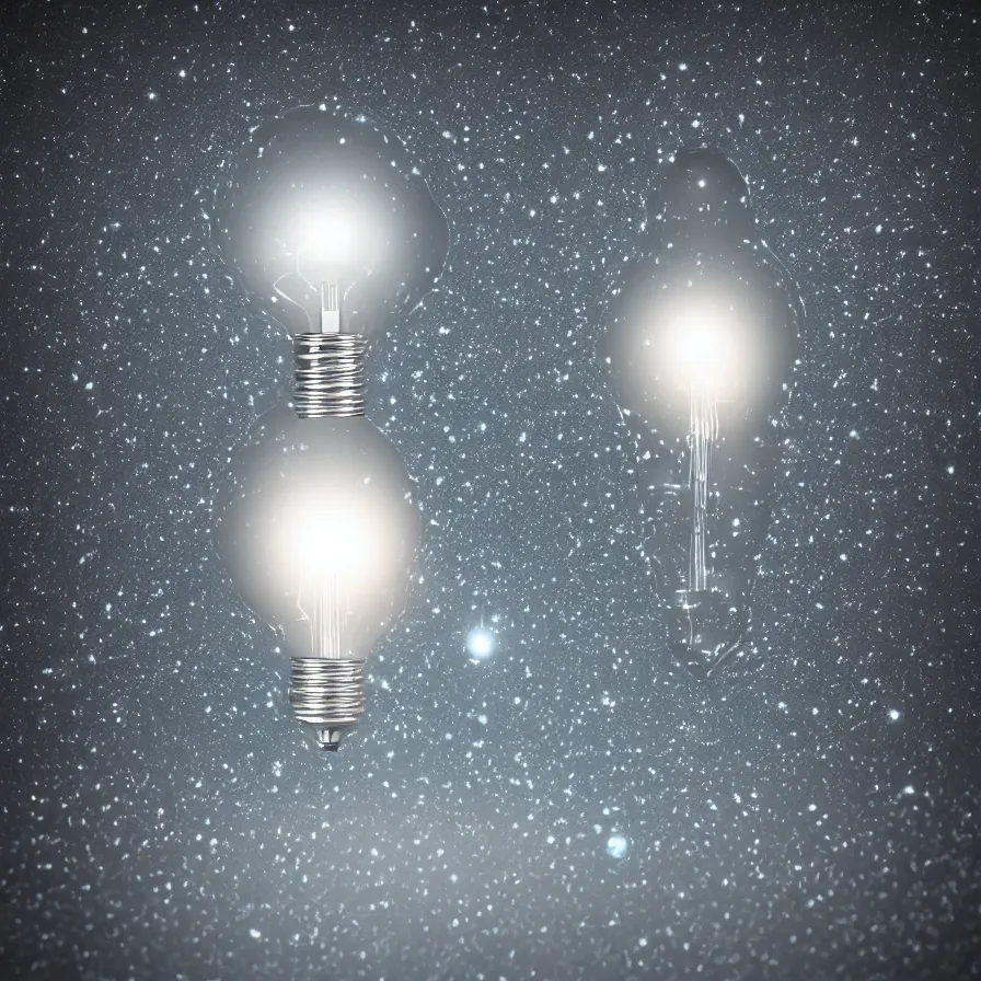 Image similar to lightbulb containing the universe, artist impression, 4k HD render, slow motion, psychedelic, intricate detail, realistic refraction and reflection