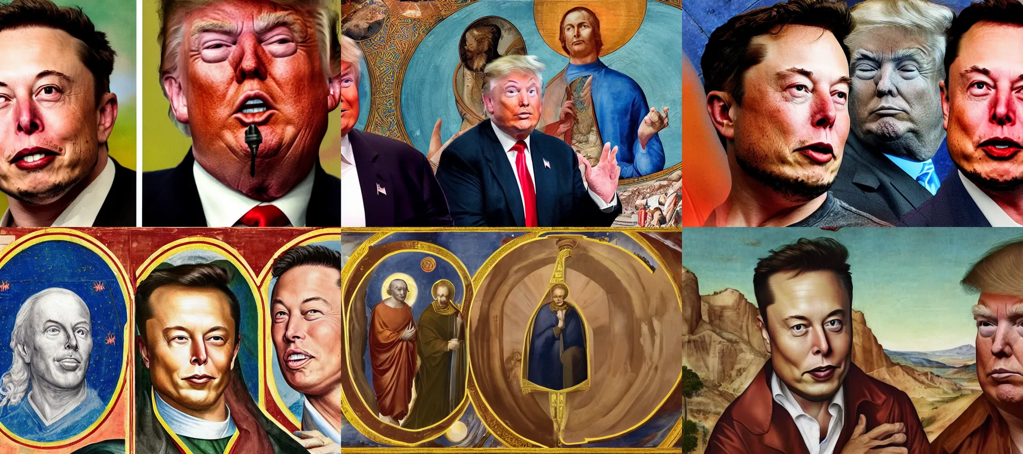 Prompt: elon musk betrays donald trump, fresco by giotto
