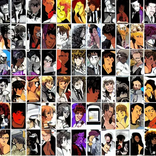 Image similar to photo mosaic of toilets that makes a picture of cowboy bebop