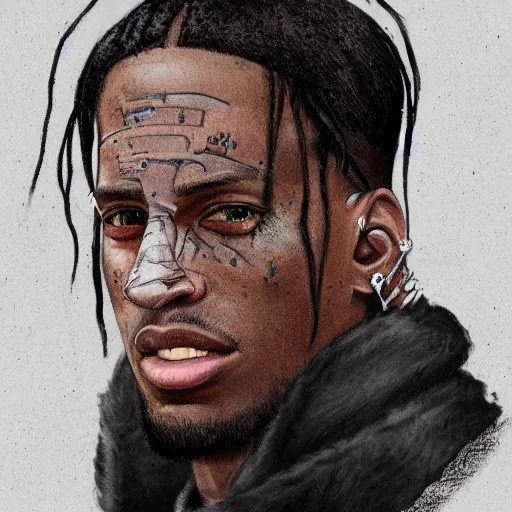 Image similar to concept art of travis scott as a king, artstation, hyperdetalied, 8 k, high quality,