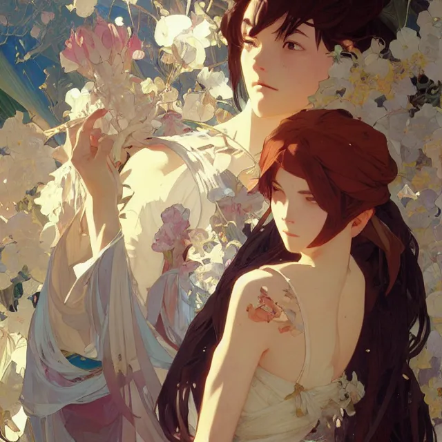 Prompt: the most important thing is you're happy, i understand that. oil painting, byross tran and alphonse mucha greg rutkowski makoto shinkai