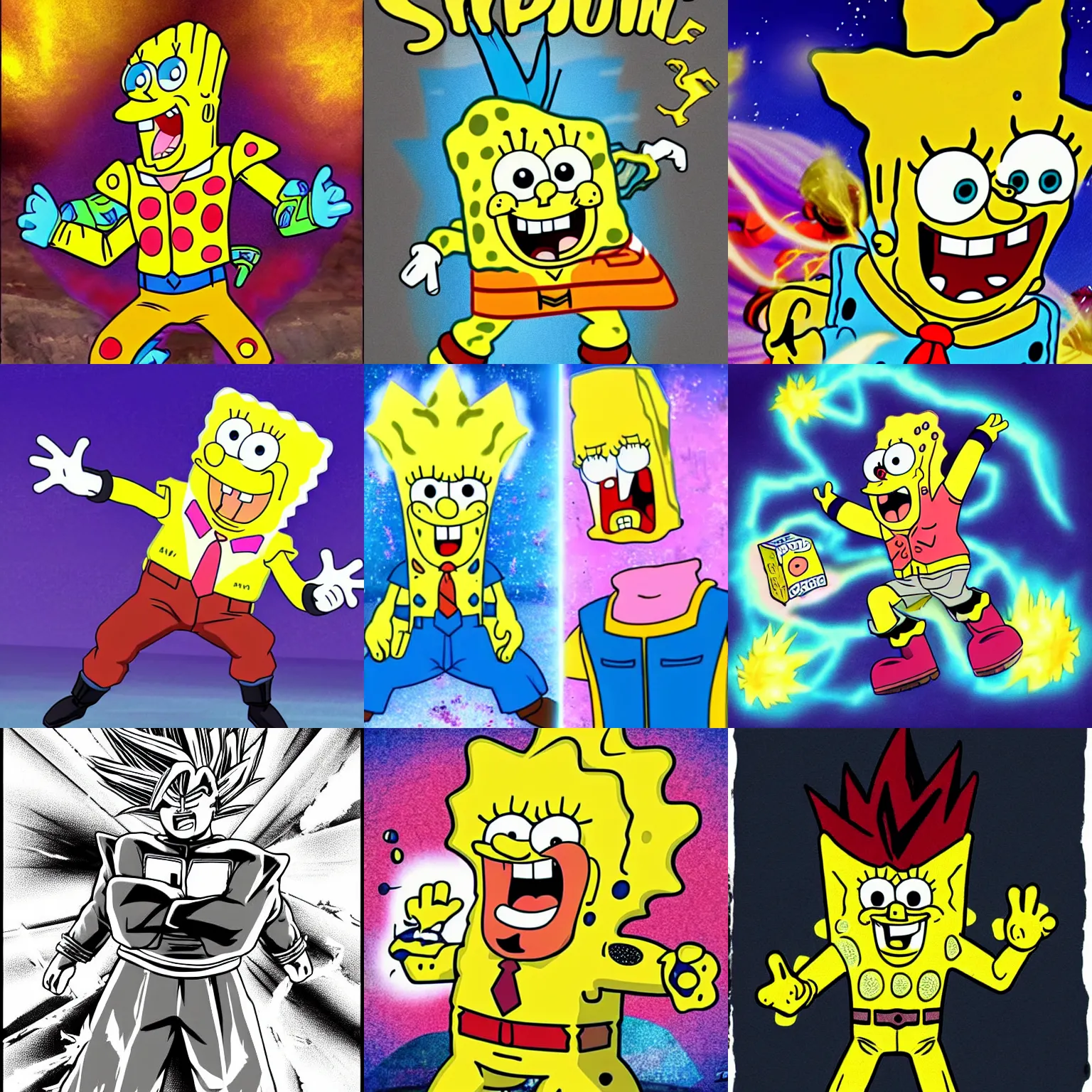 Prompt: SpongeBob super Saiyan