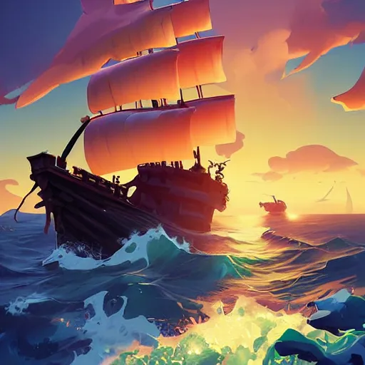 Image similar to painting treasure on sea of thieves game smooth median photoshop filter cutout vector, behance hd by jesper ejsing, by rhads, makoto shinkai and lois van baarle, ilya kuvshinov, rossdraws global illumination