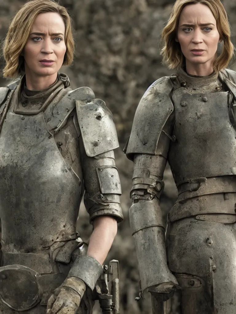 Prompt: emily blunt in power armor, angel of verdun