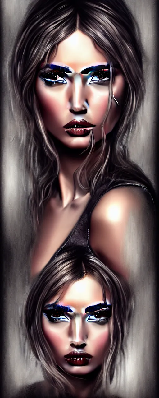 Prompt: ana de armas by hr giger full color trending on art station