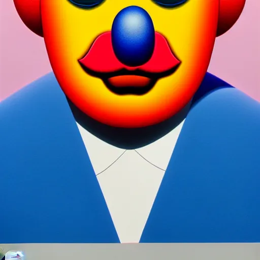 Image similar to sad clown by shusei nagaoka, kaws, david rudnick, airbrush on canvas, pastell colours, cell shaded, 8 k