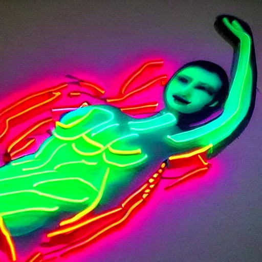 Image similar to 3 d neon art of a womens body, extremely detailed