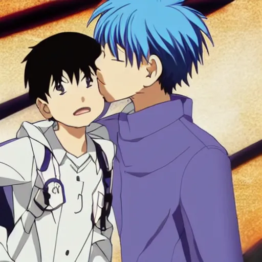 Image similar to shinji ikari and kaworu nagisa kissing, HD