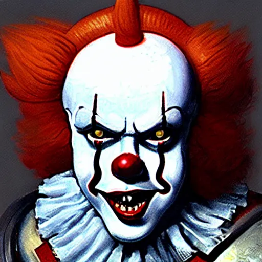 Image similar to warhammer 4 0 k pennywise, photorealistic