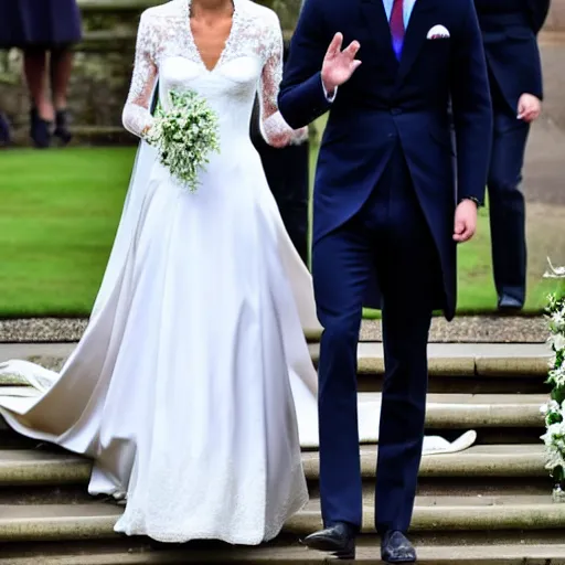 Prompt: photos of the duke of cambridge prince william marrying gary busey, happy couple, human faces, official photos, wedding photo, royal wedding, photos trending on twitter, trending photo on instagram