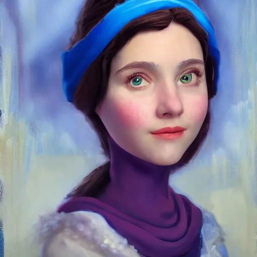 Image similar to a portrait of a jewish princess in a disney movie, oil painting, pale colors, high detail, 8 k, wide angle, trending on artstation,