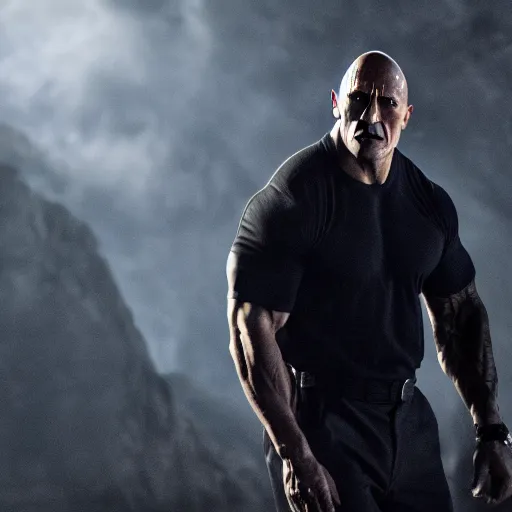 Image similar to a film still of dwayne johnson as voldemort, studio photography, high detail, ultra high detail, 4 k, hdr, 8 k