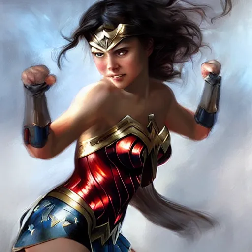 Prompt: wonderwoman paint by Wenjun Lin