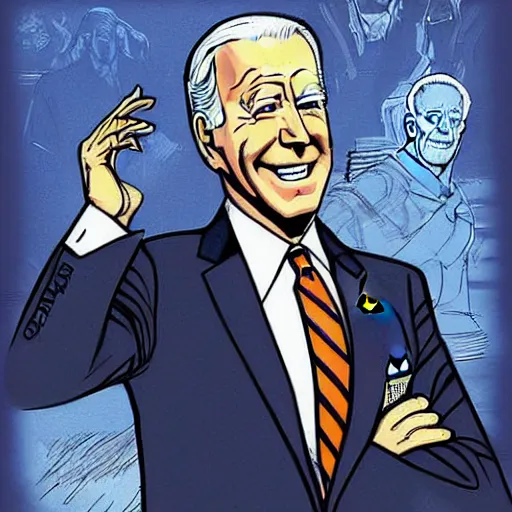 Image similar to Joe Biden doesn’t know where he is, random location. illustration concept art in the style of Arthur Adams