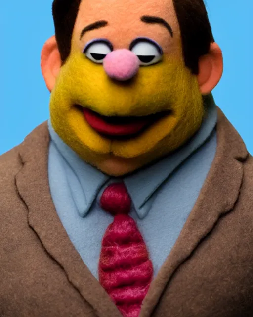 Image similar to kevin malone as a muppet. highly detailed felt. hyper real photo. 4 k.