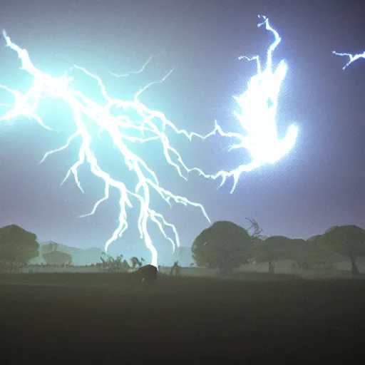 Prompt: fork, lightning storm background, volumetric lighting, epic battle pose