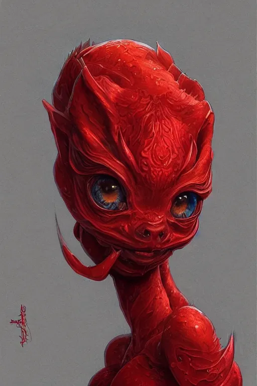 Prompt: Cute small red beast, intricate, elegant, highly detailed, centered, digital painting, artstation, concept art, smooth, sharp focus, illustration, art by artgerm and donato giancola and Joseph Christian Leyendecker, Ross Tran, WLOP