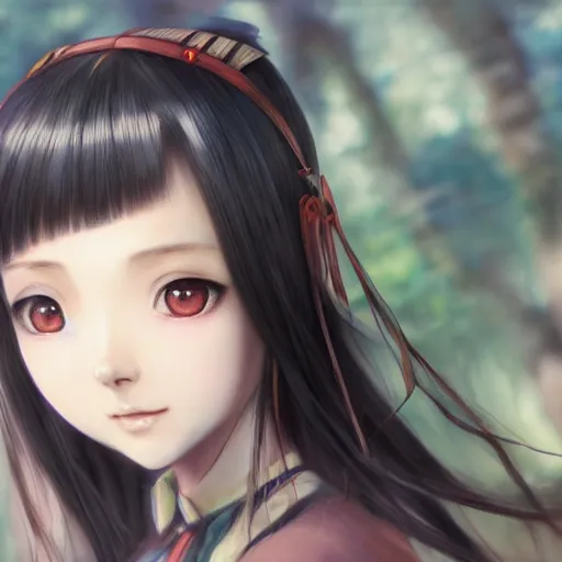 Image similar to ultra-detailed, HD semirealistic anime CG concept art digital painting of european-looking close-up Japanese schoolgirl, by a Chinese artist at ArtStation, by Huang Guangjian, Fenghua Zhong, Ruan Jia, Xin Jin and Wei Chang. Realistic artwork of a Chinese videogame, gentle an harmonic colors.