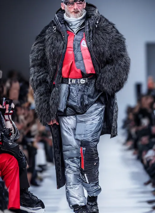 Image similar to hyperrealistic and heavy detailed moncler runway show of x - men, leica sl 2 5 0 mm, vivid color, high quality, high textured, real life