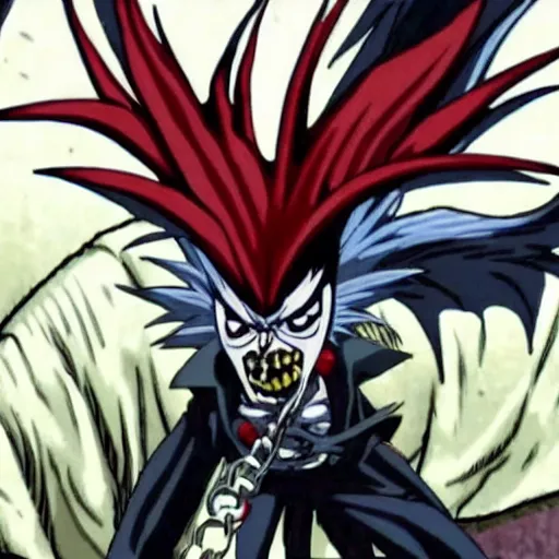 Image similar to Press photograph of Ryuk from the anime Death Note standing inside the Oval Office