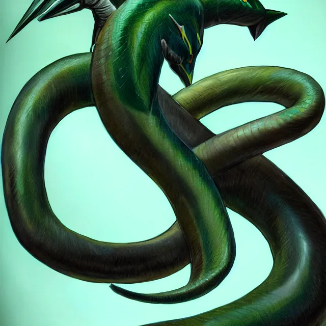 Image similar to high quality photorealistic depiction of the Rayquaza. Real life Rayquaza. A realistic version of Rayquaza