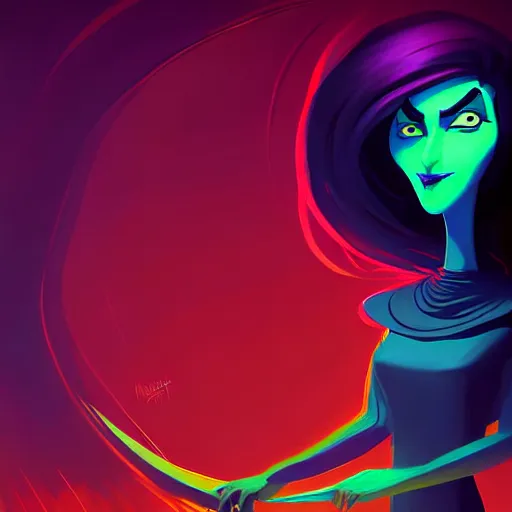 Image similar to curled perspective digital art of a dark hair woman wearing a kufiyya by anton fadeev from nightmare before christmas