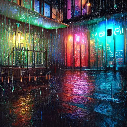 Image similar to Photorealistic feel the rain on your skin, no one else can feel it for you, only you can let it in. Hyperdetailed photorealism, 108 megapixels, amazing depth, glowing rich colors, powerful imagery, psychedelic Overtones, 3D finalrender, 3d shading, cinematic lighting, artstation concept art