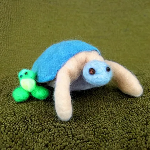 Image similar to a needle felted turtle, needle felting art.