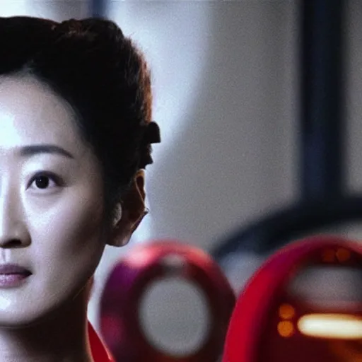 Image similar to film still of chinese actress gong li in iron man