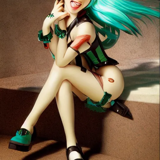 Image similar to Hatsune Miku by Elvgren, Moran, Vargas