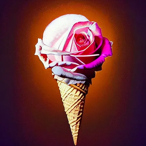 Image similar to epic professional digital art of icecream, rose atmospheric lighting, painted, intricate, detailed, cheerful, fun, exciting, by leesha hannigan, wayne haag, reyna rochin, ignacio fernandez rios, mark ryden, iris van herpen,, epic, stunning, gorgeous, much wow, cinematic, masterpiece.