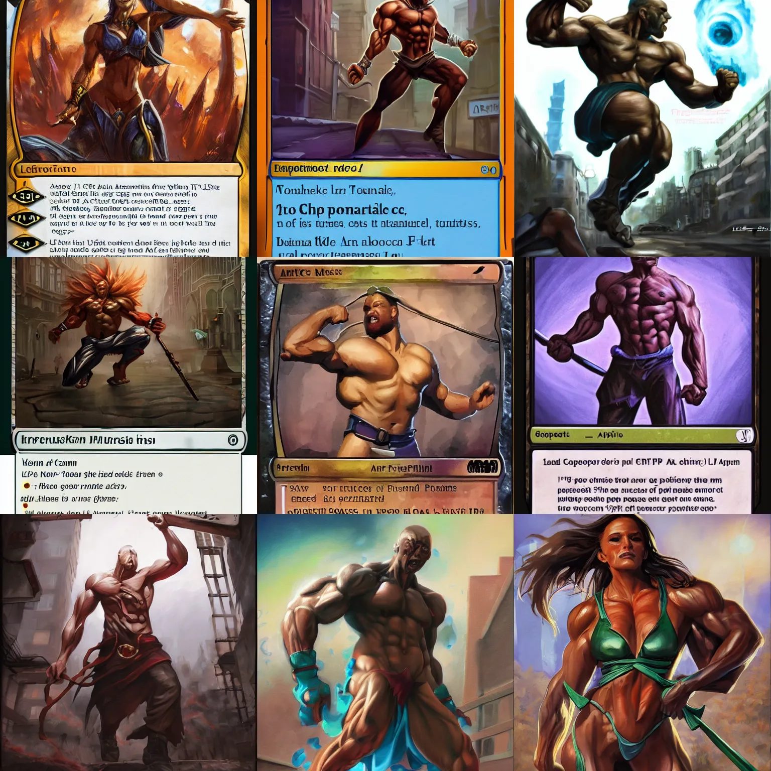 Prompt: https://www.artofmtg.com/wp-content/uploads/2022/04/Freelance-Muscle-Streets-of-New-Capenna-MtG-Art.jpg