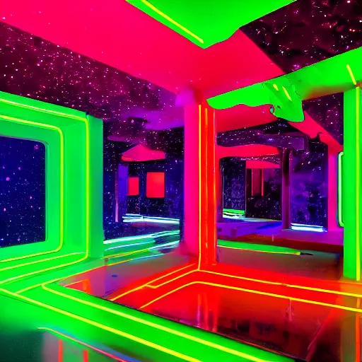 Prompt: Neon Ooze aesthetic, Liminal space in outer space