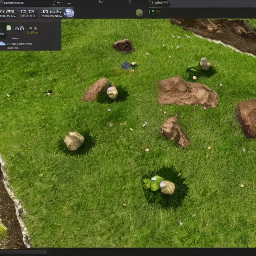 Image similar to unreal engine 5 screenshot of a ecology based real time strategy, permaculture, nature, ecosystem, landbuilding