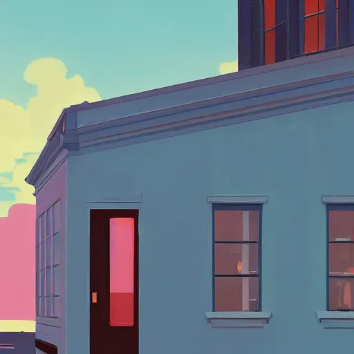 Image similar to there is hope on the horizon, Edward Hopper and James Gilleard style