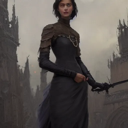 Prompt: a highly detailed epic cinematic concept art CG render digital painting artwork: sophisticated posh British aristocratic victorian gothic beauty with black hair played by Alicia Vikander. By Greg Rutkowski, Ilya Kuvshinov, WLOP, Stanley Artgerm Lau, Ruan Jia and Fenghua Zhong, trending on ArtStation, dramatic cinematic colors, made in Maya, Blender and Photoshop, octane render, excellent composition, cinematic atmosphere, dynamic dramatic cinematic lighting, precise correct anatomy, aesthetic, very inspirational, arthouse