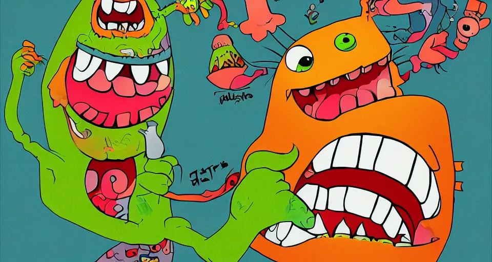 Image similar to a happy monster by goro fujitsu