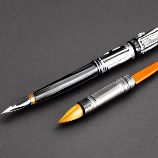 Prompt: a photo of an ink pen that is also knife in the style of bauhaus