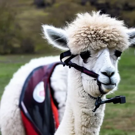 Prompt: an alpaca riding a bicycle