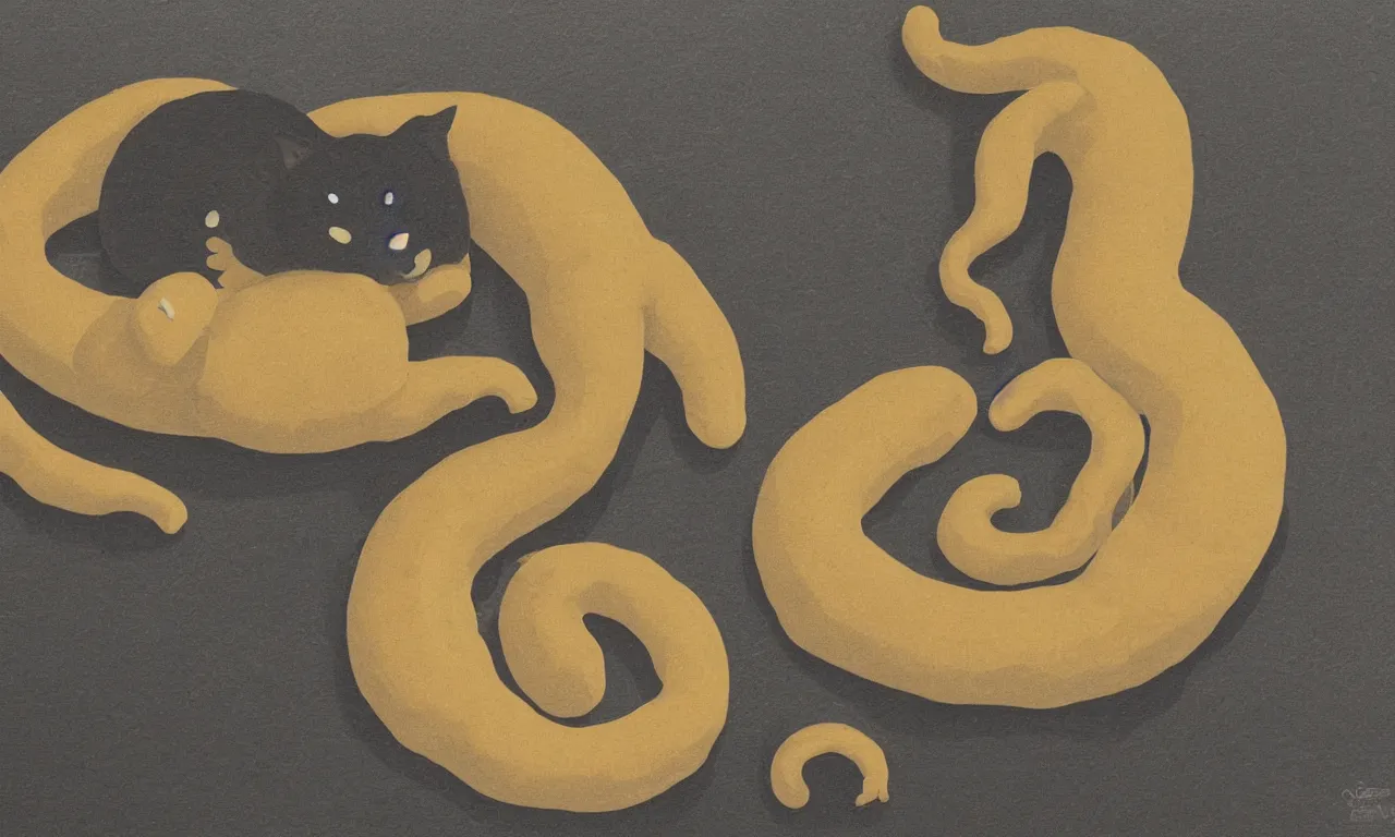 Image similar to the fat cute centipede cat god sleeping on black table