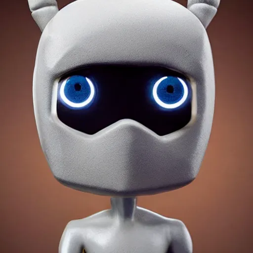 Image similar to a highly detailed vinyl figure with lighting bolts coming out of its eyes it is pointing to the right, square nose, electric eyes, sparking eyes, realistic lighting, realistic reflections, amazing