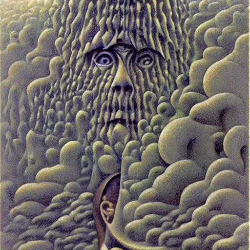 Image similar to by zdzislaw beksinski, by jean metzinger ecstatic. a beautiful land art. reality becomes illusory & observer - oriented when you study general relativity. or buddhism. or get drafted.